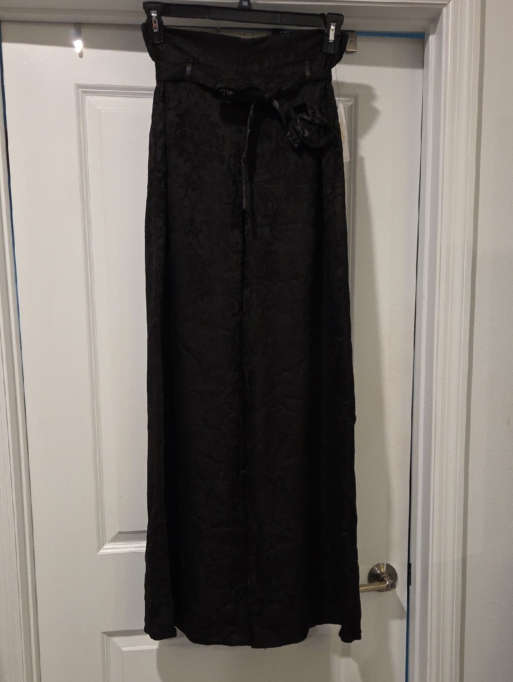 Laundry By Shelli Segal Black Wide-Leg Maxi Pants with Sash Size 6, New W/tags!